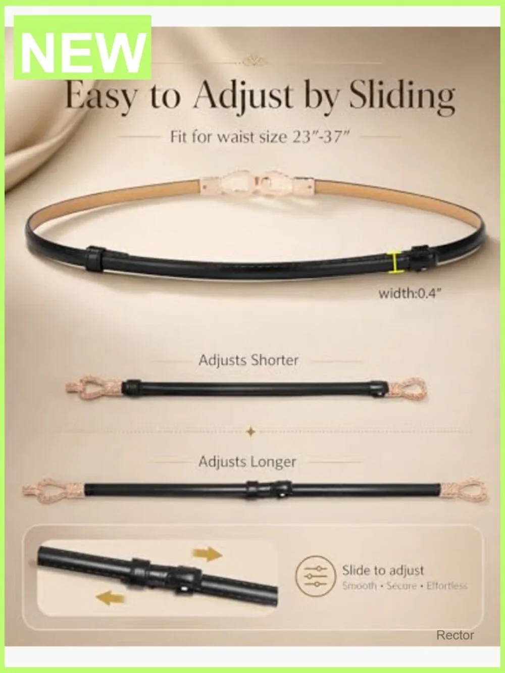 Skinny Adjustable Faux Leather Thin Belts for Dresses 2 Pack